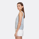 Texture Stitch Shell w/ Pointelle Diamond Border in Glacier