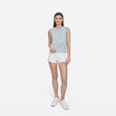 Texture Stitch Shell w/ Pointelle Diamond Border in Glacier