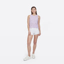 Texture Stitch Shell W/ Pointelle Diamond Border in Violet