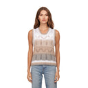 Wavy Pointelle Striped Muscle Tee in Neutral