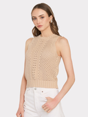 Texture Stitch Halter W/ Front Detail in Latte