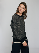 Reversible 2-Tone Mesh Sweatshirt in Navy Blue/Natural