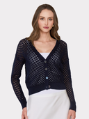 Solid Mesh Cardigan in Navy Blue