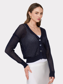 Solid Mesh Cardigan in Navy Blue