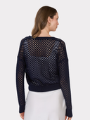 Solid Mesh Cardigan in Navy Blue