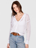 Solid Mesh Cardigan in Bleach White