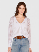 Solid Mesh Cardigan in Bleach White