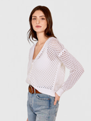Solid Mesh Cardigan in Bleach White