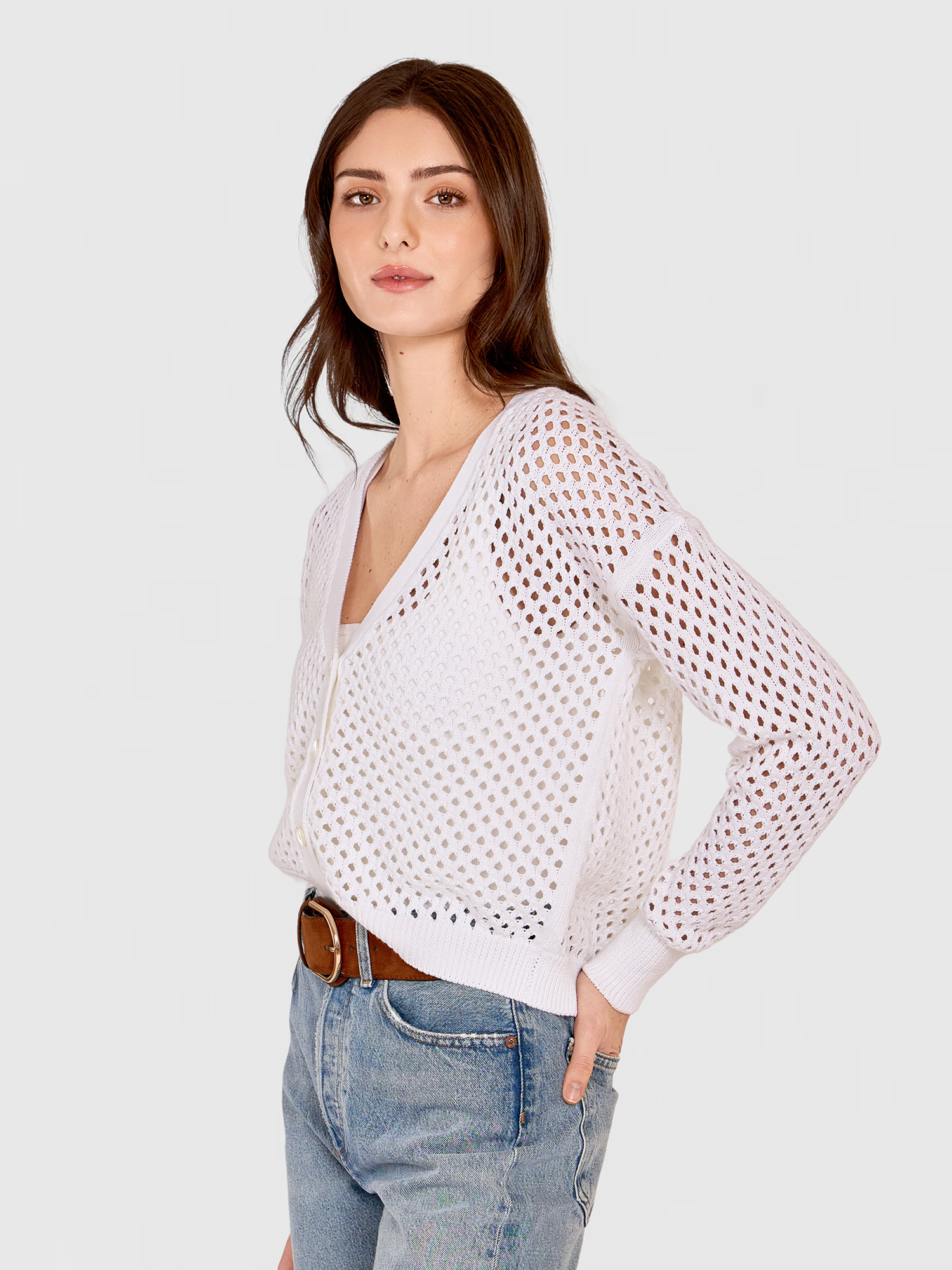 pois double mesh Cardigan【white】 poisポア double mesh Cardigan Double mesh C/D | pois