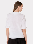 Elbow Sleeve Crochet Johnny Collar in Bleach White