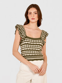 2-Tone Tank W/ Flutter Sleeves in Algae/Hemp