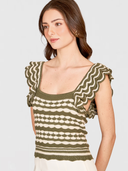 2-Tone Tank W/ Flutter Sleeves in Algae/Hemp