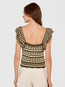 2-Tone Tank W/ Flutter Sleeves in Algae/Hemp