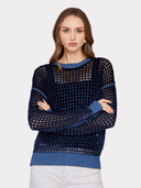 Inked Chunky Mesh Crew in Navy Blue