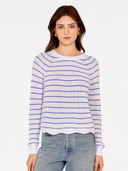 Striped Scallop Shaker Crew in Bleach White/True Blue
