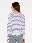 Striped Scallop Shaker Crew in Bleach White/True Blue