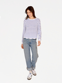 Striped Scallop Shaker Crew in Bleach White/True Blue