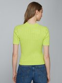 Cropped Rib/Pointelle S/S Mock in Glowstick