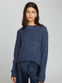 Tipped Ladder Stitch Crew in Navy Blue Combo