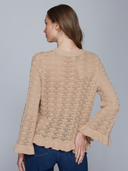 Pointelle Ruffle Edge Crew in Butterscotch
