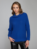 Half Cardigan Stitch Funnel Neck in Lapis | Autumn Cashmere | N14386