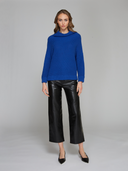 Half Cardigan Stitch Funnel Neck in Lapis | Autumn Cashmere | N14386