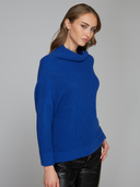 Half Cardigan Stitch Funnel Neck in Lapis