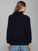 Half Cardigan Stitch Funnel Neck in Navy Blue