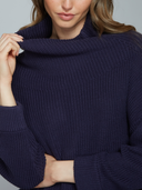 Half Cardigan Stitch Funnel Neck in Wild Plum