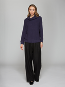 Half Cardigan Stitch Funnel Neck in Wild Plum