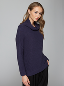 Half Cardigan Stitch Funnel Neck in Wild Plum