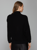 Half Cardigan Stitch Funnel Neck in Black