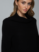 Half Cardigan Stitch Funnel Neck in Black