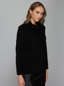 Half Cardigan Stitch Funnel Neck in Black