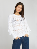Pointelle Juliette Sleeve Crew in Bleach White