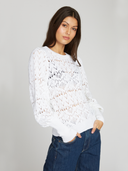 Pointelle Juliette Sleeve Crew in Bleach White