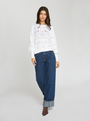 Pointelle Juliette Sleeve Crew in Bleach White