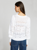 Pointelle Juliette Sleeve Crew in Bleach White