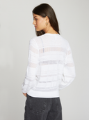 Pointelle 3/4 Puff Sleeve Cardigan in Bleach White