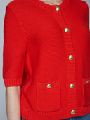 Button Front Elbow Sleeve Jacket W/ Pockets in Apple