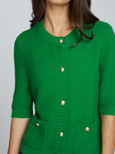 Button Front Elbow Sleeve Jacket W/ Pockets in Clover