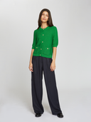 Button Front Elbow Sleeve Jacket W/ Pockets in Clover