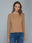 N14501 | Popcorn Raglan Crew in Camel | Autumn Cashmere