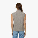Button Front Mock Neck Vest in Stormy