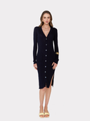 Cotton Rib Maxi Cardigan in Navy Blue