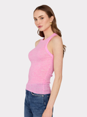Rib Halter Crew in Hyper Pink