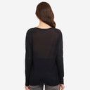 Women’s Distressed Edge Crew in Navy Blue by Autumn Cashmere. 100% Cotton