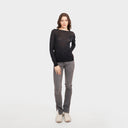 Women’s Distressed Edge Crew in Navy Blue by Autumn Cashmere. 100% Cotton