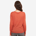 Women’s Distressed Edge Crew in Papaya by Autumn Cashmere. 100% Cotton