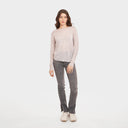 Women’s Distressed Edge Crew in Platinum by Autumn Cashmere. 100% Cotton